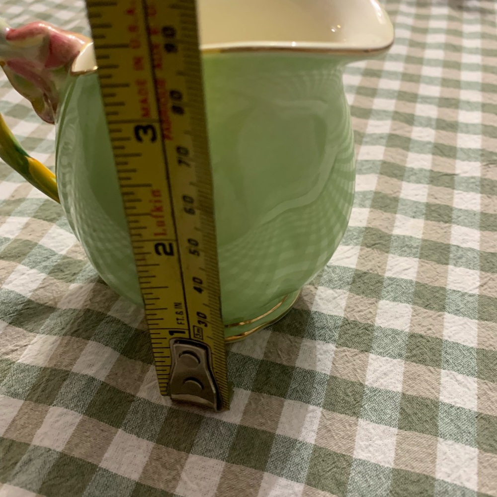 Vintage Floral Green Ceramic Pitcher - Picture 7 of 7